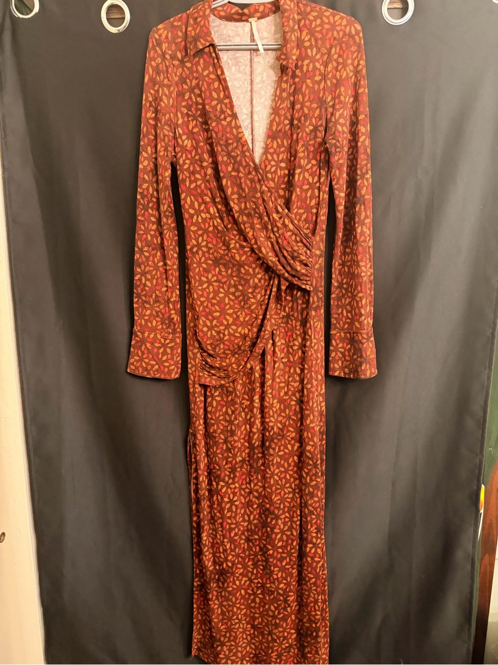 Free People Beautiful Floral Wrap-Style Maxi Dress Size M NWOT